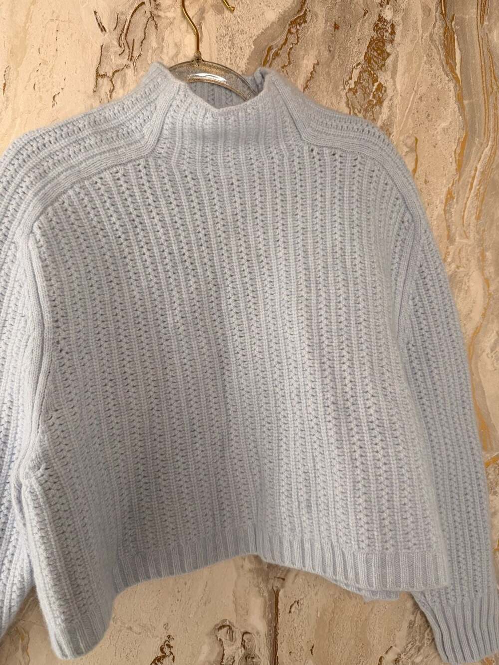 Madewell Light Blue Ribbed Mockneck Cropped Sweater Size L - Picture 7 of 11